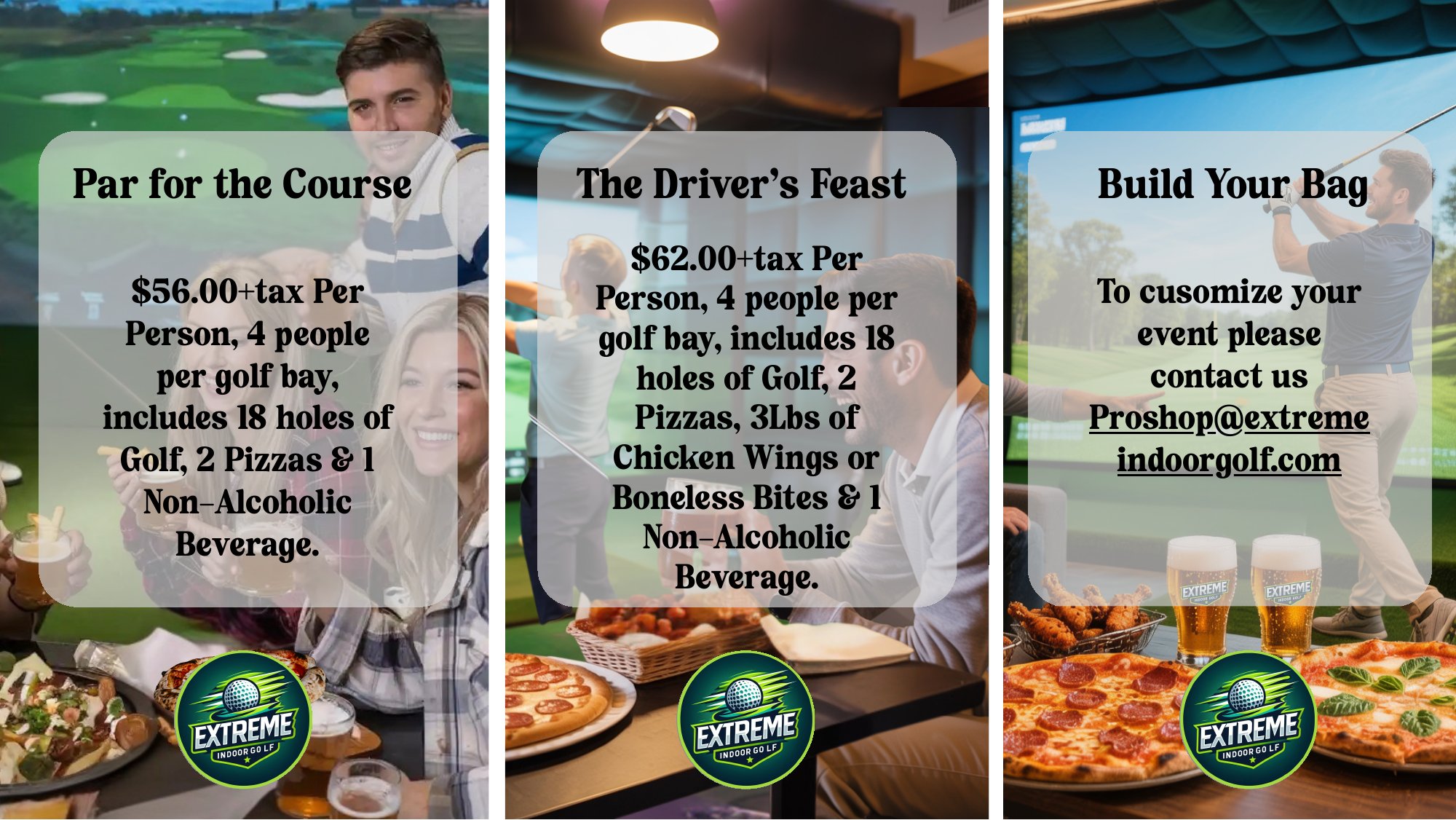 Catering packages: par for the course, the driver's feast, build your bag (PDF)