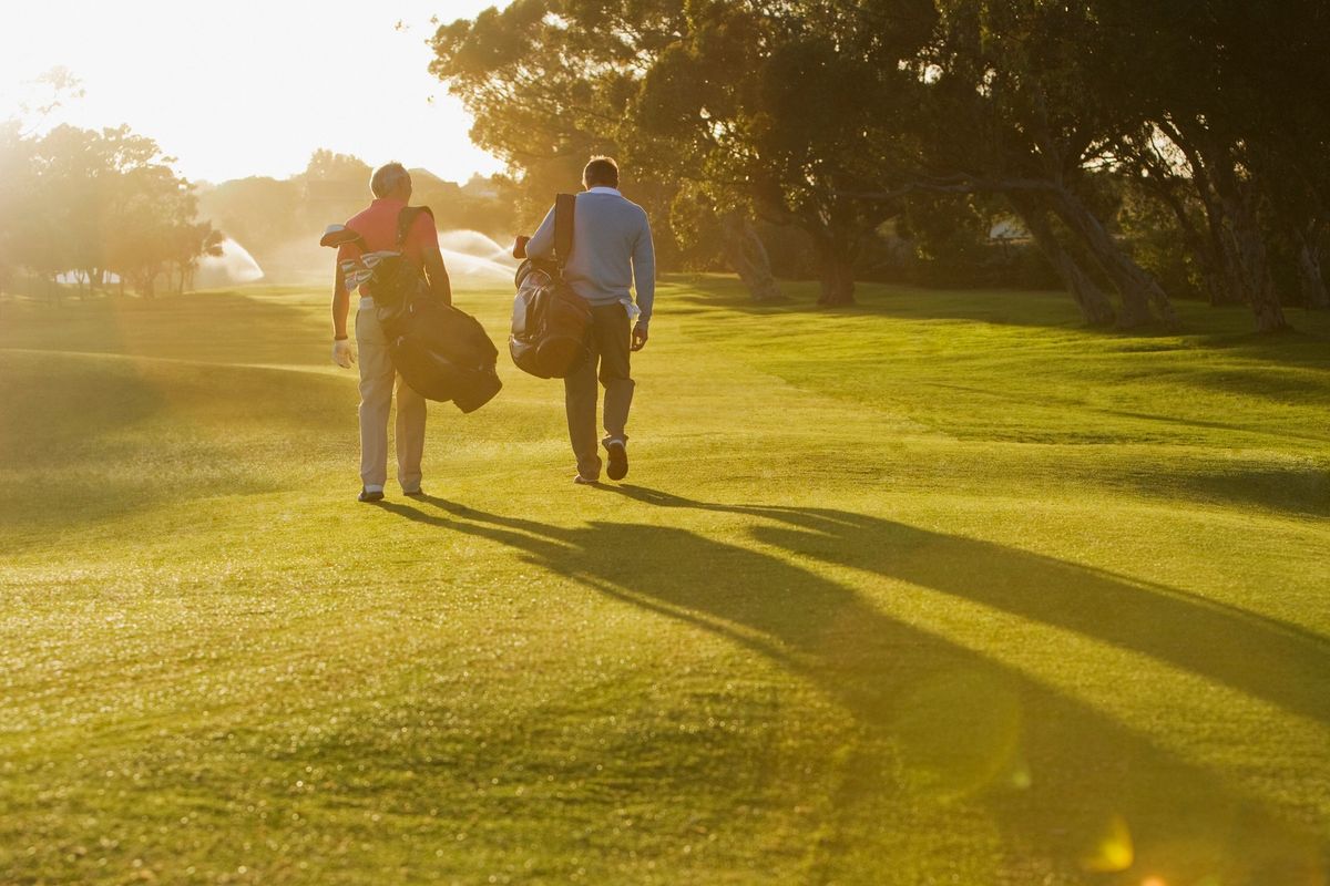 Golfer on a scenic championship course