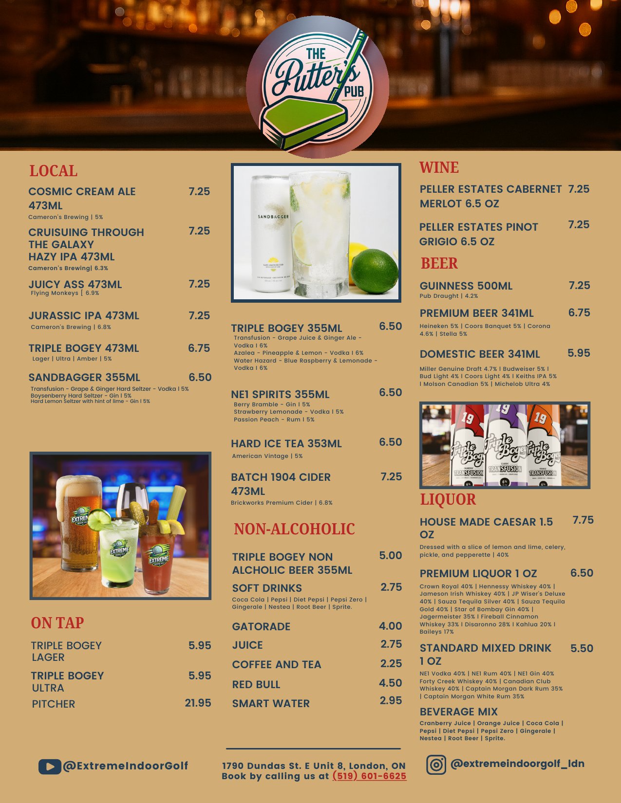 Putter's Pub drinks menu (PDF)